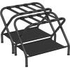 imageSONGMICS Luggage Racks Set of 2 Suitcase Stand with Fabric Storage Shelf for Guest Room Bedroom Hotel Foldable Steel Frame Holds up to 110 lb 272 x 15 x 205 Inches Black URLR002B02Black