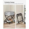 imageSONGMICS Luggage Racks Set of 2 Suitcase Stand with Fabric Storage Shelf for Guest Room Bedroom Hotel Foldable Steel Frame Holds up to 110 lb 272 x 15 x 205 Inches Black URLR002B02Black