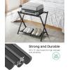 imageSONGMICS Luggage Racks for Guest Room Set of 2 Suitcase Stand with Storage Shelf Steel Frame Foldable for Easy Storage Hotel Bedroom Black URLR003B02Black