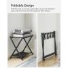 imageSONGMICS Luggage Racks for Guest Room Set of 2 Suitcase Stand with Storage Shelf Steel Frame Foldable for Easy Storage Hotel Bedroom Black URLR003B02Black
