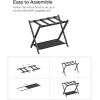 imageSONGMICS Luggage Racks for Guest Room Set of 2 Suitcase Stand with Storage Shelf Steel Frame Foldable for Easy Storage Hotel Bedroom Black URLR003B02Black
