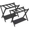 imageSONGMICS Luggage Racks for Guest Room Set of 2 Suitcase Stand with Storage Shelf Steel Frame Foldable for Easy Storage Hotel Bedroom Black URLR003B02Black