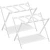 imageSONGMICS Luggage Racks for Guest Room Set of 2 Suitcase Stand with Storage Shelf Steel Frame Foldable for Easy Storage Hotel Bedroom Black URLR003B02Cloud White