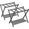imageSONGMICS Luggage Racks for Guest Room Set of 2 Suitcase Stand with Storage Shelf Steel Frame Foldable for Easy Storage Hotel Bedroom Black URLR003B02Slate Gray