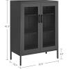 imageSONGMICS Metal Storage Cabinet with Mesh Doors Steel Display Cabinets with Adjustable Shelves for Bathroom Home Office Black UOMC002B01Black