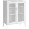 imageSONGMICS Metal Storage Cabinet with Mesh Doors Steel Display Cabinets with Adjustable Shelves for Bathroom Home Office Black UOMC002B01Matte White