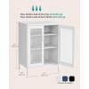 imageSONGMICS Metal Storage Cabinet with Mesh Doors Steel Display Cabinets with Adjustable Shelves for Bathroom Home Office Black UOMC002B01Matte White