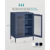 imageSONGMICS Metal Storage Cabinet with Mesh Doors Steel Display Cabinets with Adjustable Shelves for Bathroom Home Office Black UOMC002B01Midnight Blue