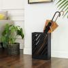 imageSONGMICS Metal Umbrella Stand Rectangular Umbrella Holder Rack with a Removable Drip Tray 4 Hooks Cutout Design for Entryway Office Black ULUC004B01Stripe