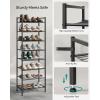imageSONGMICS Narrow Shoe Rack  Sturdy 8 Tier Metal Tall Shoe Rack Shelf Slim Shoe Storage Organizer for Closet Entryway Small Spaces BronzeBlack