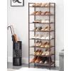 imageSONGMICS Narrow Shoe Rack  Sturdy 8 Tier Metal Tall Shoe Rack Shelf Slim Shoe Storage Organizer for Closet Entryway Small Spaces BronzeBronze
