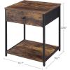imageSONGMICS Nightstand Industrial Bedside Table with 2 Fabric Drawers Storage Shelves Vertical Dresser Storage Tower with Wooden Top Metal Frame Labels Rustic Brown and Black ULVT03H1 Drawer