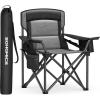 imageSONGMICS Oversized Lumbar Support Camping Chair HeavyDuty Outdoor Folding Chair Comfortable Padded Glamping Cooler Bag Weight Capacity 450 lb Ink Black UGCB066B01Ink Black