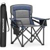 imageSONGMICS Oversized Lumbar Support Camping Chair HeavyDuty Outdoor Folding Chair Comfortable Padded Glamping Cooler Bag Weight Capacity 450 lb Ink Black UGCB066B01Harbor Blue