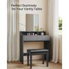 imageSONGMICS Piano Bench with Padded Cushion and Storage Compartment for Music Books Vanity Stool Tufted Wooden Piano Seat 138 x 22 x 195 Inches Black ULPB55HBlack