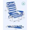 imageSONGMICS Portable Backpack Beach Chair 331 lb Capacity 4 Angles Adjustable Backrest 2 Side Pockets Towel Bar Blue and White UGCB62BUBlue  White