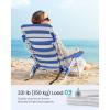 imageSONGMICS Portable Backpack Beach Chair 331 lb Capacity 4 Angles Adjustable Backrest 2 Side Pockets Towel Bar Blue and White UGCB62BUBlue  White