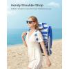 imageSONGMICS Portable Backpack Beach Chair 331 lb Capacity 4 Angles Adjustable Backrest 2 Side Pockets Towel Bar Blue and White UGCB62BUBlue  White