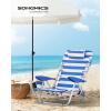 imageSONGMICS Portable Backpack Beach Chair 331 lb Capacity 4 Angles Adjustable Backrest 2 Side Pockets Towel Bar Blue and White UGCB62BUBlue  White