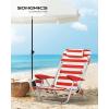 imageSONGMICS Portable Backpack Beach Chair 331 lb Capacity 4 Angles Adjustable Backrest 2 Side Pockets Towel Bar Blue and White UGCB62BURed  White