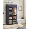 imageSONGMICS Portable Closet Clothes Storage Organizer with 10 Shelves 1 Clothes Hanging Rail NonWoven Fabric Closet Metal Frame 51 x 177 x 661 Inches Grey URYG93GDark Blue