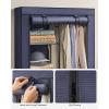 imageSONGMICS Portable Closet Clothes Storage Organizer with 10 Shelves 1 Clothes Hanging Rail NonWoven Fabric Closet Metal Frame 51 x 177 x 661 Inches Grey URYG93GDark Blue