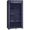 imageSONGMICS Portable Closet Clothes Storage Organizer with 10 Shelves 1 Clothes Hanging Rail NonWoven Fabric Closet Metal Frame 51 x 177 x 661 Inches Grey URYG93GDark Blue