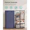 imageSONGMICS Portable Closet Clothes Storage Organizer with 10 Shelves 1 Clothes Hanging Rail NonWoven Fabric Closet Metal Frame 51 x 177 x 661 Inches Grey URYG93GDark Blue