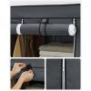 imageSONGMICS Portable Closet Clothes Storage Organizer with 10 Shelves 1 Clothes Hanging Rail NonWoven Fabric Closet Metal Frame 51 x 177 x 661 Inches Grey URYG93GGrey