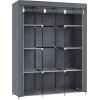 imageSONGMICS Portable Closet Clothes Storage Organizer with 10 Shelves 1 Clothes Hanging Rail NonWoven Fabric Closet Metal Frame 51 x 177 x 661 Inches Grey URYG93GGrey