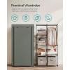 imageSONGMICS Portable Closet Clothes Storage Organizer with 10 Shelves 1 Clothes Hanging Rail NonWoven Fabric Closet Metal Frame 51 x 177 x 661 Inches Grey URYG93GSage Green
