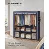 imageSONGMICS Portable Closet Wardrobe Closet Organizer with Cover 4 Hanging Rods and Shelves 4 Side Pockets 669 x 177 x 657 Inches Large Capacity for Bedroom Living Room Gray URYG094G02Dark Blue