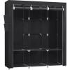 imageSONGMICS Portable Closet Wardrobe Closet Organizer with Cover 4 Hanging Rods and Shelves 4 Side Pockets 669 x 177 x 657 Inches Large Capacity for Bedroom Living Room Gray URYG094G02Ink Black