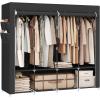 imageSONGMICS Portable Closet Wardrobe Closet Organizer with Cover 4 Hanging Rods and Shelves 4 Side Pockets 669 x 177 x 657 Inches Large Capacity for Bedroom Living Room Gray URYG094G02Ink Black