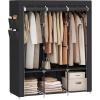 imageSONGMICS Portable Closet Wardrobe Closet Organizer with Cover 4 Hanging Rods and Shelves 4 Side Pockets 669 x 177 x 657 Inches Large Capacity for Bedroom Living Room Gray URYG094G02Ink Black