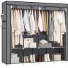imageSONGMICS Portable Closet Wardrobe Closet Organizer with Cover 4 Hanging Rods and Shelves 4 Side Pockets 669 x 177 x 657 Inches Large Capacity for Bedroom Living Room Gray URYG094G02Grey