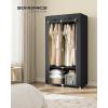 imageSONGMICS Portable Closet Wardrobe Closet Organizer with Cover 4 Hanging Rods and Shelves 4 Side Pockets 669 x 177 x 657 Inches Large Capacity for Bedroom Living Room Gray URYG094G02Ink Black