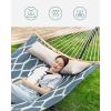 imageSONGMICS Quilted Hammock with Curved Bamboo Spreaders Pillow 787 x 551 Inches Holds up to 495 lb Blue and Beige Rhombus UGDC034I02Blue  Beige Rhombus