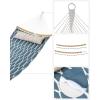 imageSONGMICS Quilted Hammock with Curved Bamboo Spreaders Pillow 787 x 551 Inches Holds up to 495 lb Blue and Beige Rhombus UGDC034I02Blue  Beige Rhombus