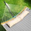 imageSONGMICS Quilted Hammock with Curved Bamboo Spreaders Pillow 787 x 551 Inches Holds up to 495 lb Blue and Beige Rhombus UGDC034I02Gray  Beige