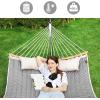 imageSONGMICS Quilted Hammock with Curved Bamboo Spreaders Pillow 787 x 551 Inches Holds up to 495 lb Blue and Beige Rhombus UGDC034I02Gray  Beige