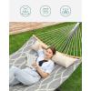 imageSONGMICS Quilted Hammock with Curved Bamboo Spreaders Pillow 787 x 551 Inches Holds up to 495 lb Blue and Beige Rhombus UGDC034I02Gray  Beige Rhombus