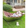 imageSONGMICS Quilted Hammock with Curved Bamboo Spreaders Pillow 787 x 551 Inches Holds up to 495 lb Blue and Beige Rhombus UGDC034I02Red  Beige Rhombus