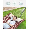 imageSONGMICS Quilted Hammock with Curved Bamboo Spreaders Pillow 787 x 551 Inches Holds up to 495 lb Blue and Beige Rhombus UGDC034I02Red  Beige Rhombus