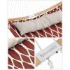 imageSONGMICS Quilted Hammock with Curved Bamboo Spreaders Pillow 787 x 551 Inches Holds up to 495 lb Blue and Beige Rhombus UGDC034I02Red  Beige Rhombus