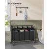 imageSONGMICS Rolling Laundry Sorter Basket with 4 Removable Bags Laundry Hamper Cart for Bedroom Bathroom 4 x 119 Gallons Slate Gray URLS103G01Ink Black