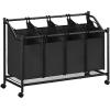 imageSONGMICS Rolling Laundry Sorter Basket with 4 Removable Bags Laundry Hamper Cart for Bedroom Bathroom 4 x 119 Gallons Slate Gray URLS103G01Ink Black