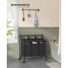 imageSONGMICS Rolling Laundry Sorter Basket with 4 Removable Bags Laundry Hamper Cart for Bedroom Bathroom 4 x 119 Gallons Slate Gray URLS103G01Ink Black
