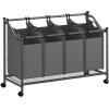 imageSONGMICS Rolling Laundry Sorter Basket with 4 Removable Bags Laundry Hamper Cart for Bedroom Bathroom 4 x 119 Gallons Slate Gray URLS103G01Slate Gray