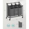 imageSONGMICS Rolling Laundry Sorter Basket with 4 Removable Bags Laundry Hamper Cart for Bedroom Bathroom 4 x 119 Gallons Slate Gray URLS103G01Slate Gray